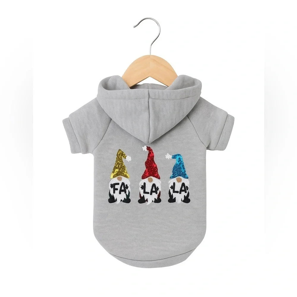 Dog Christmas Holiday NEW Grey Sequin Gnome Sweatshirts XS Size Charts in pics